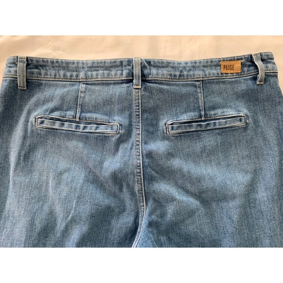 Paige Jeans Patch Pocket Nellie Crop Size 32 Blue Hyden Wash Wide Leg High Rise - Picture 10 of 11